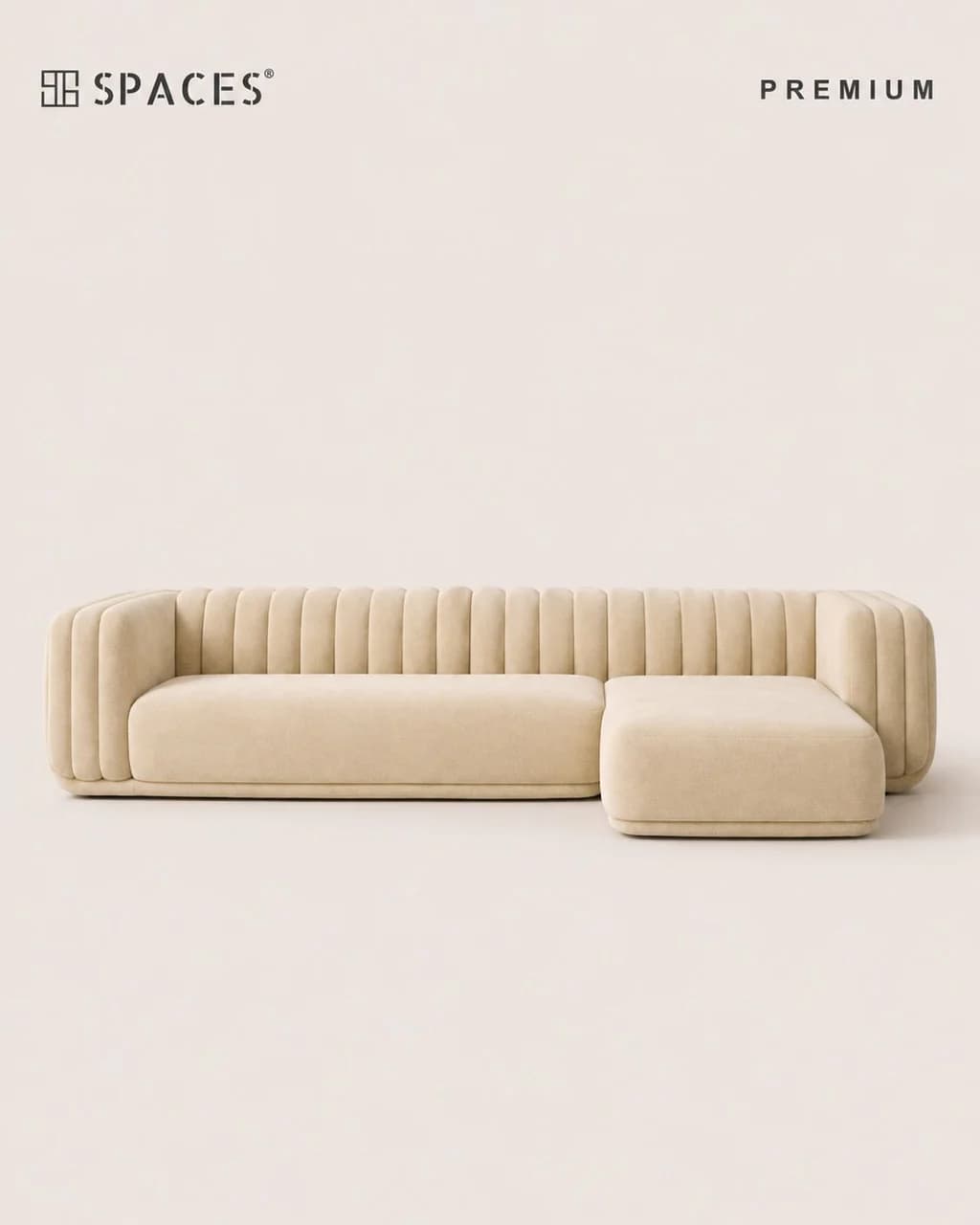 Channeled Sectional Beige Premium Sofa