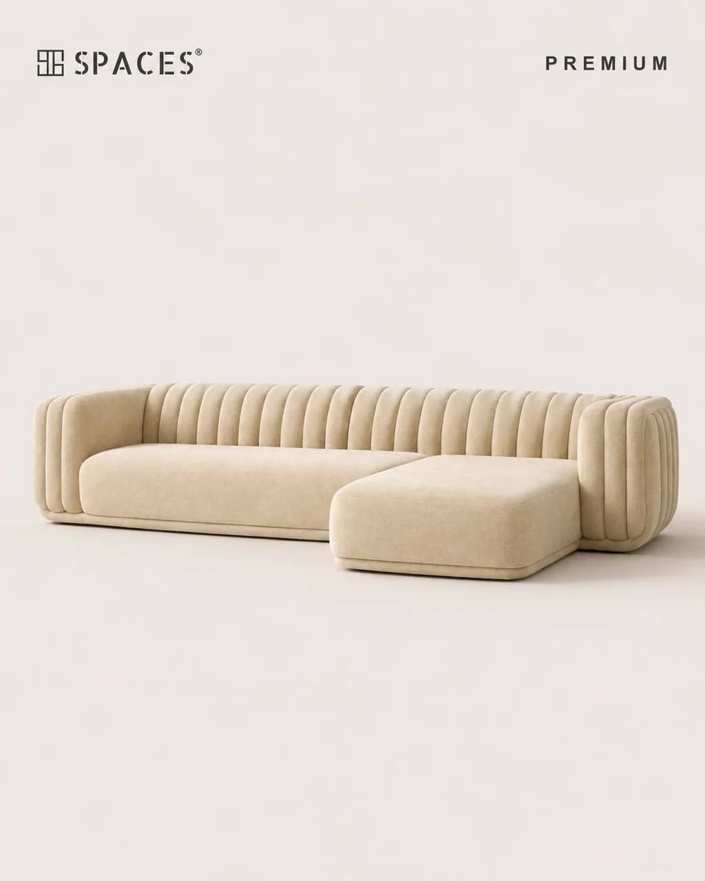 Channeled Sectional Beige Premium Sofa