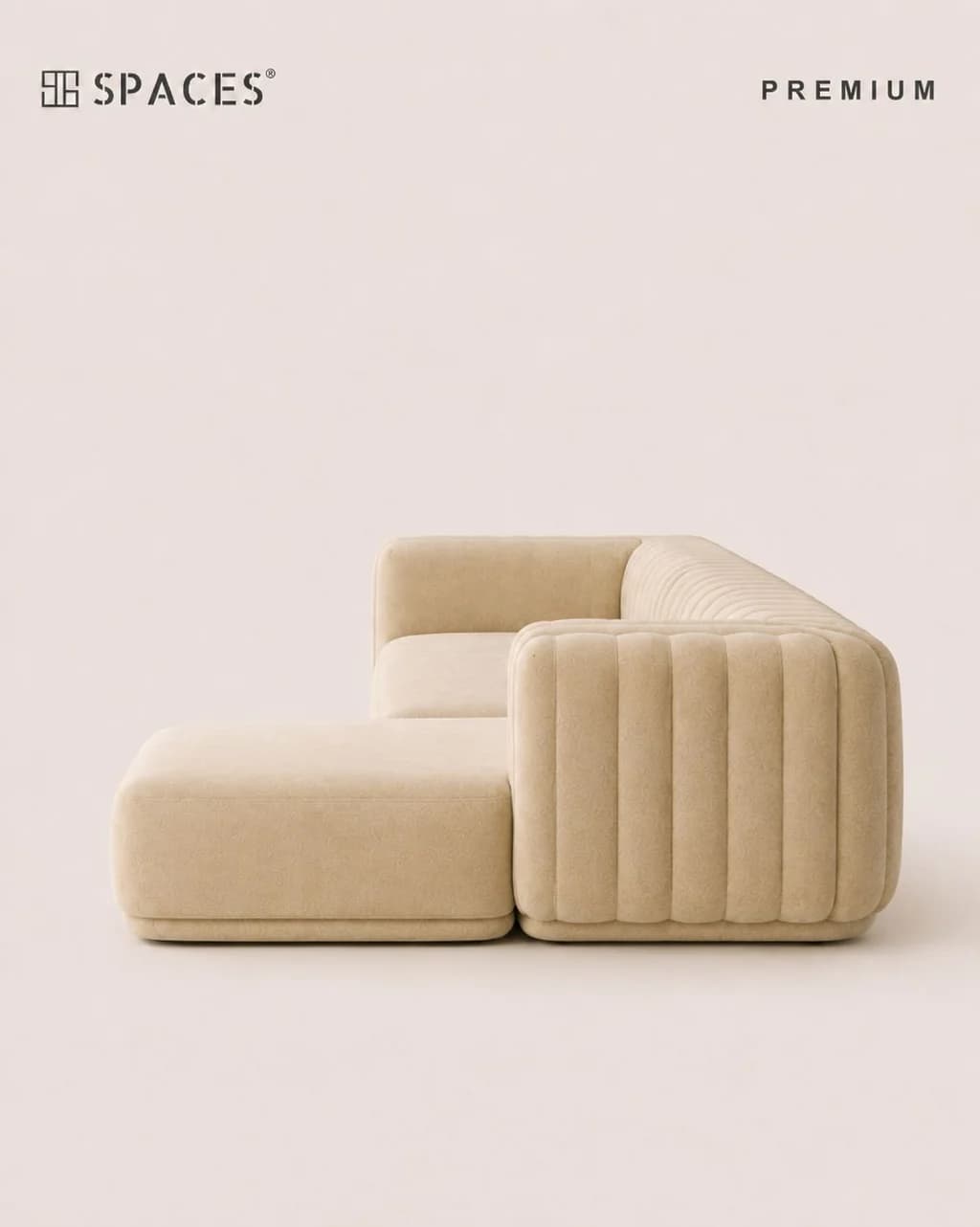 Channeled Sectional Beige Premium Sofa