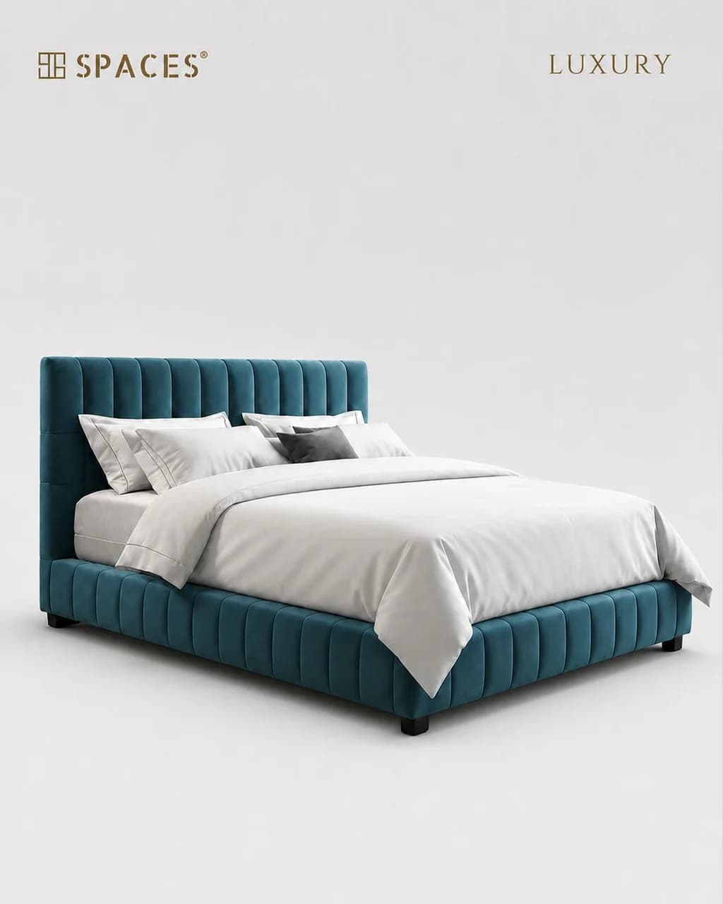 Dark Teal Upholstered Luxury Bed