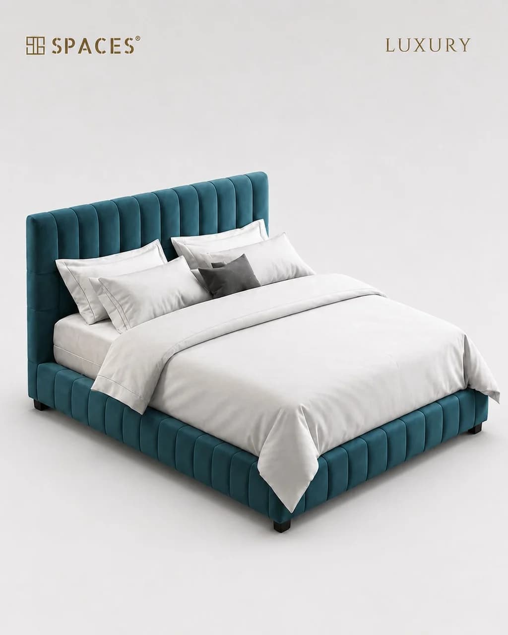 Dark Teal Upholstered Luxury Bed