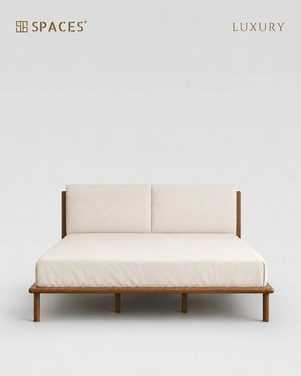 Walnut Frame Luxury Bed with Upholstery