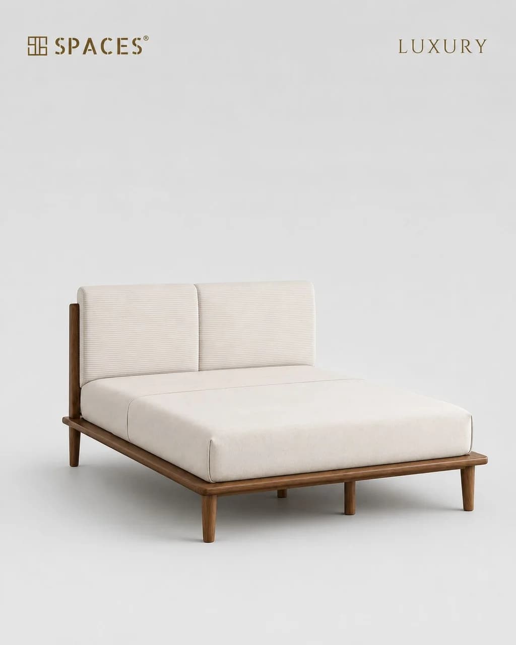 Walnut Frame Luxury Bed with Upholstery