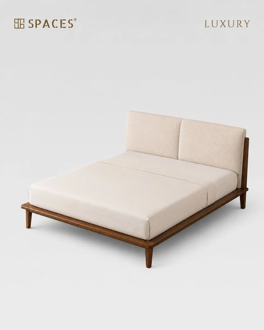 Walnut Frame Luxury Bed with Upholstery