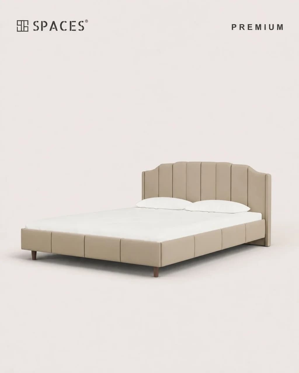 Beige Tone Upholstered Premium Bed