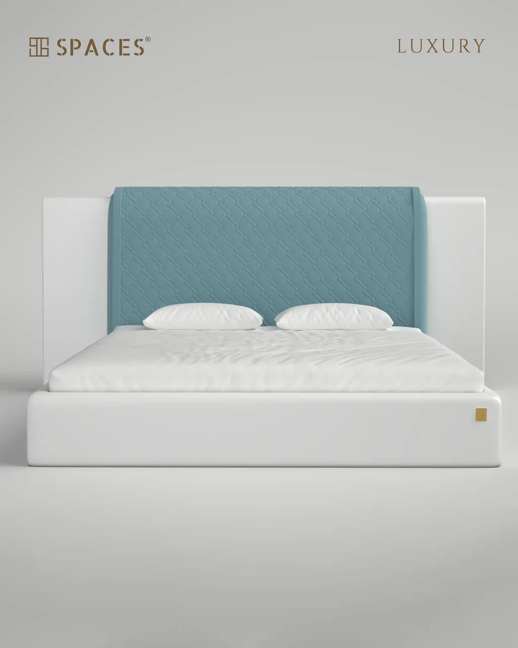 Lumen Luxury Bed with Aqua-Blue Accent