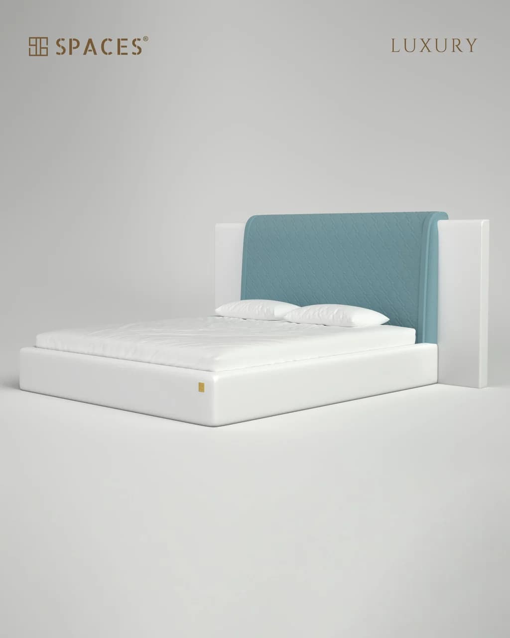 Lumen Luxury Bed with Aqua-Blue Accent