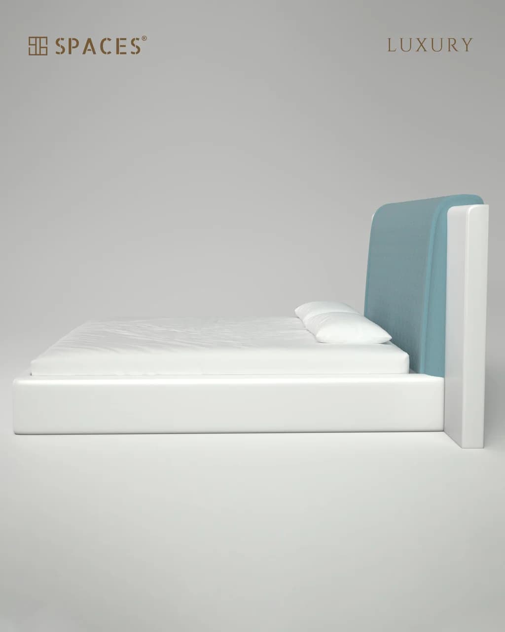 Lumen Luxury Bed with Aqua-Blue Accent