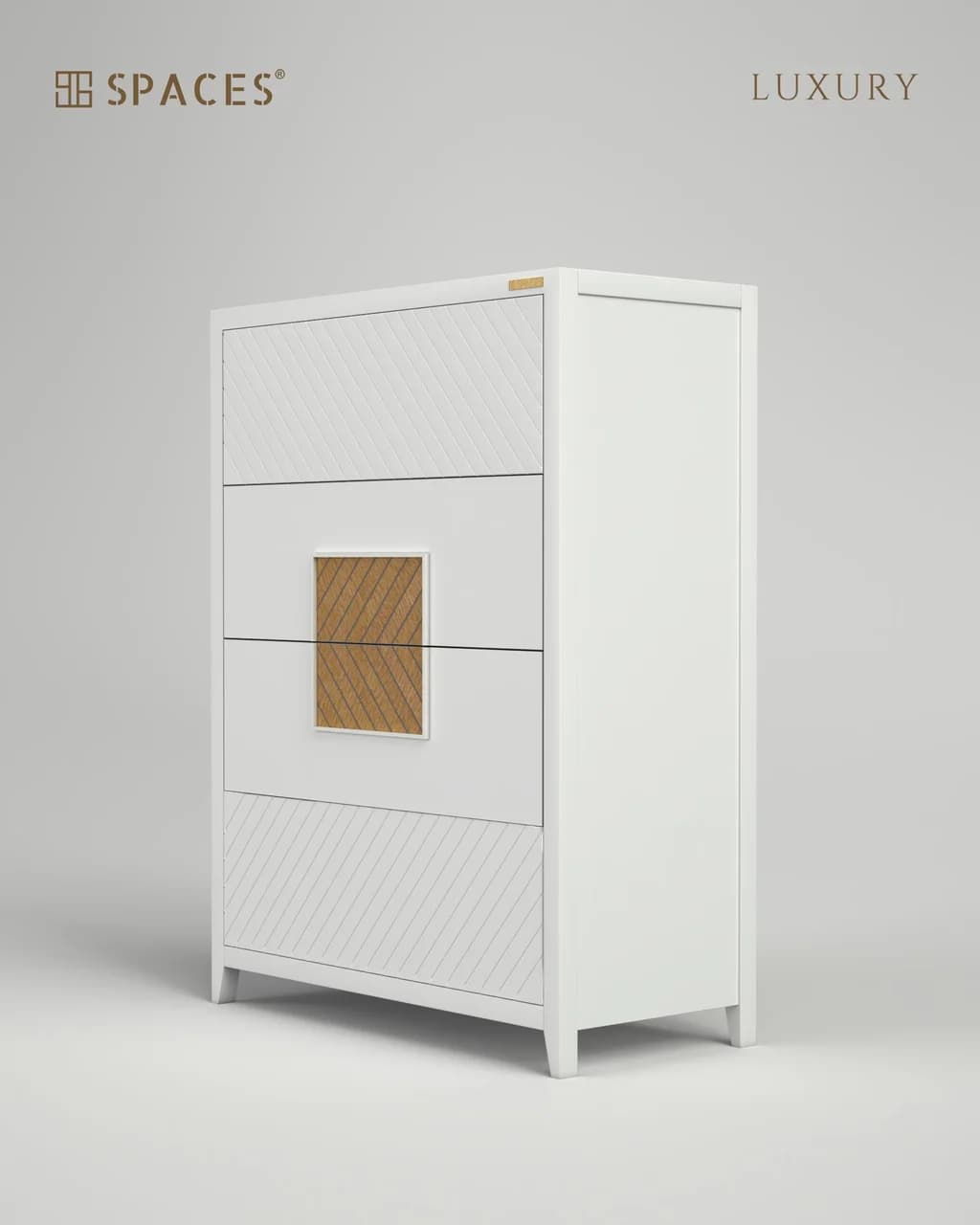 Lumen Luxury Chest of Drawers with Wood Accent