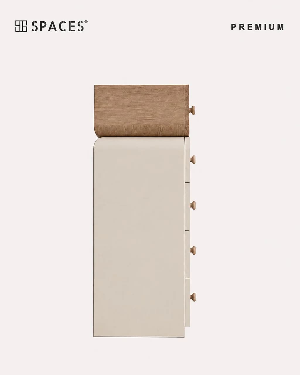 Ivory Premium Chest of Drawers with Wood Accent