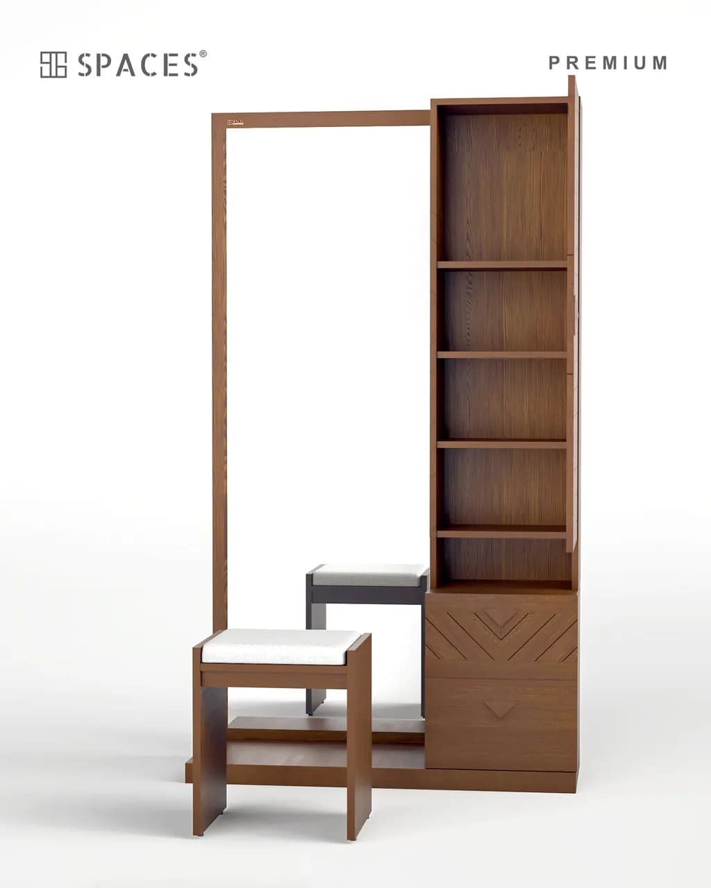 Natural Walnut Chevron Panel Premium Dressing Table