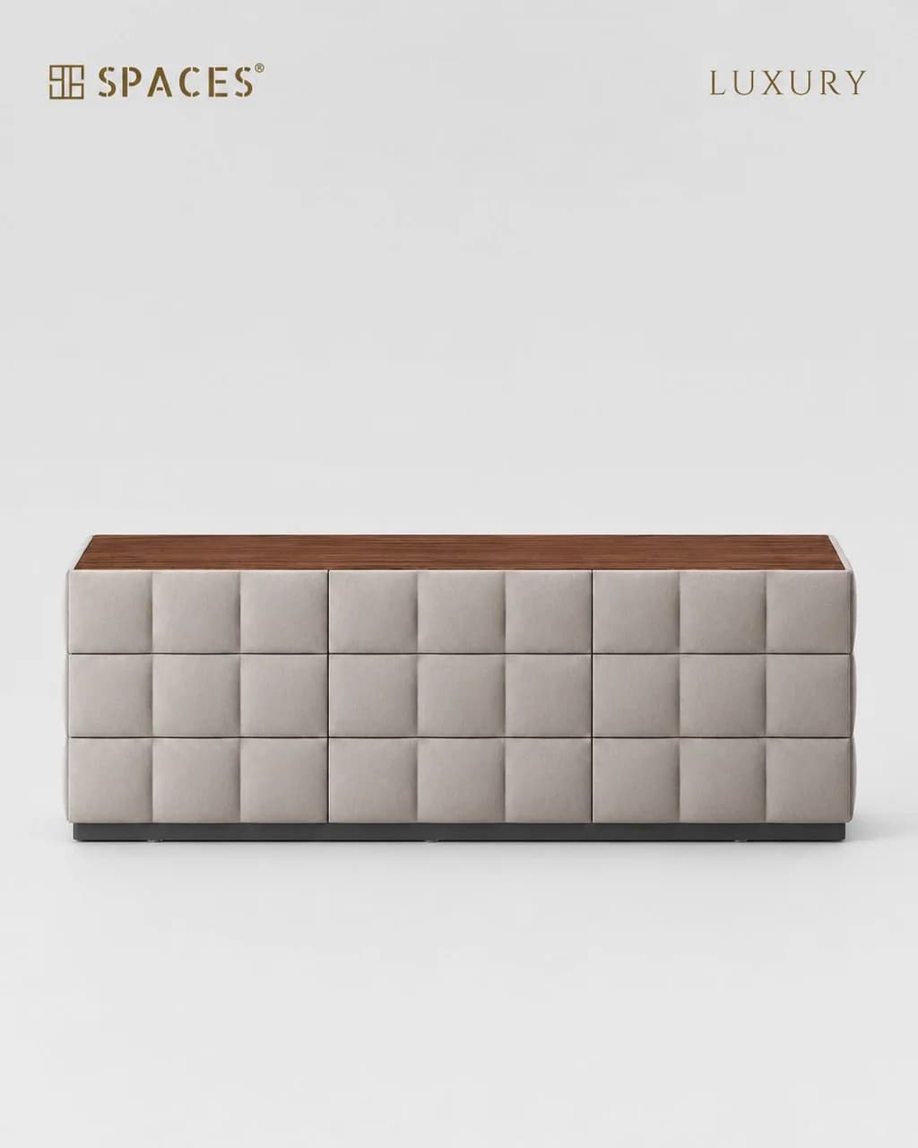 Upholstered Luxury TV Cabinet with Chestnut Accent