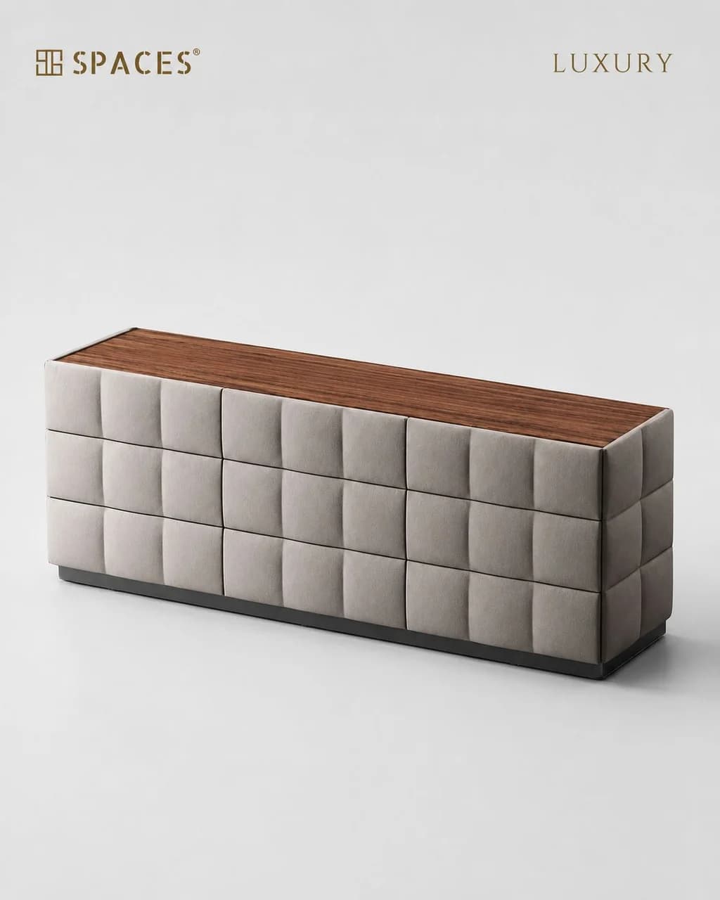 Upholstered Luxury TV Cabinet with Chestnut Accent