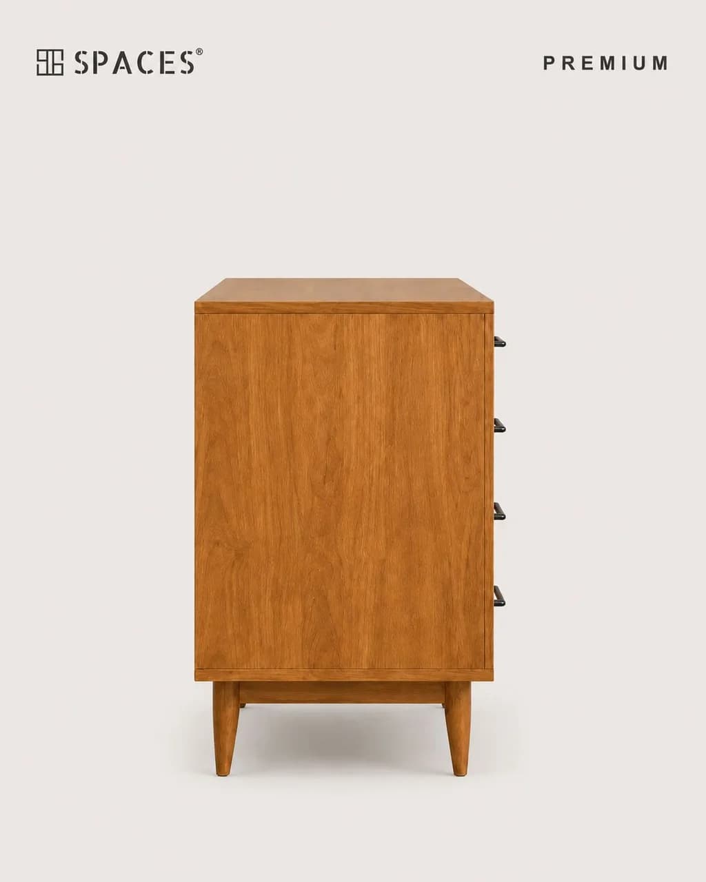 Natural Wood Premium Cabinet with Fluted Glass