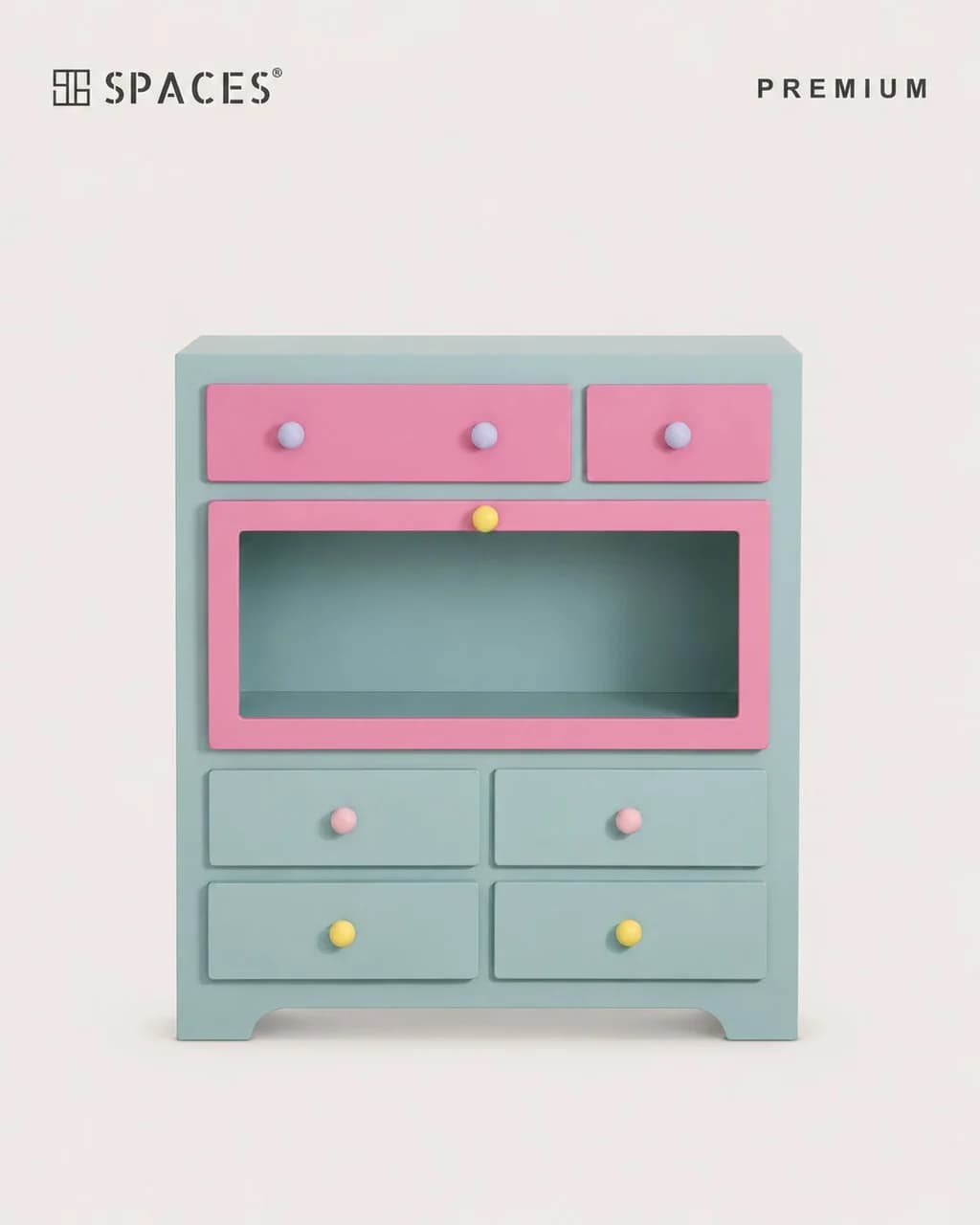Two-Tone Premium Kids Cabinet with Acrylic Glass Display