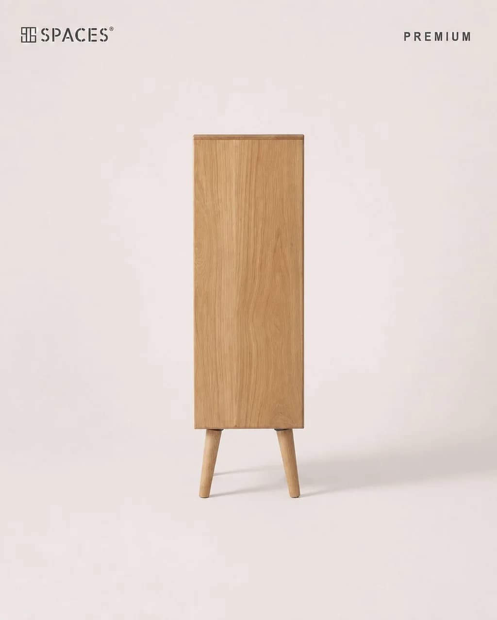 Natural Wood Premium Cabinet with Fluted Glass