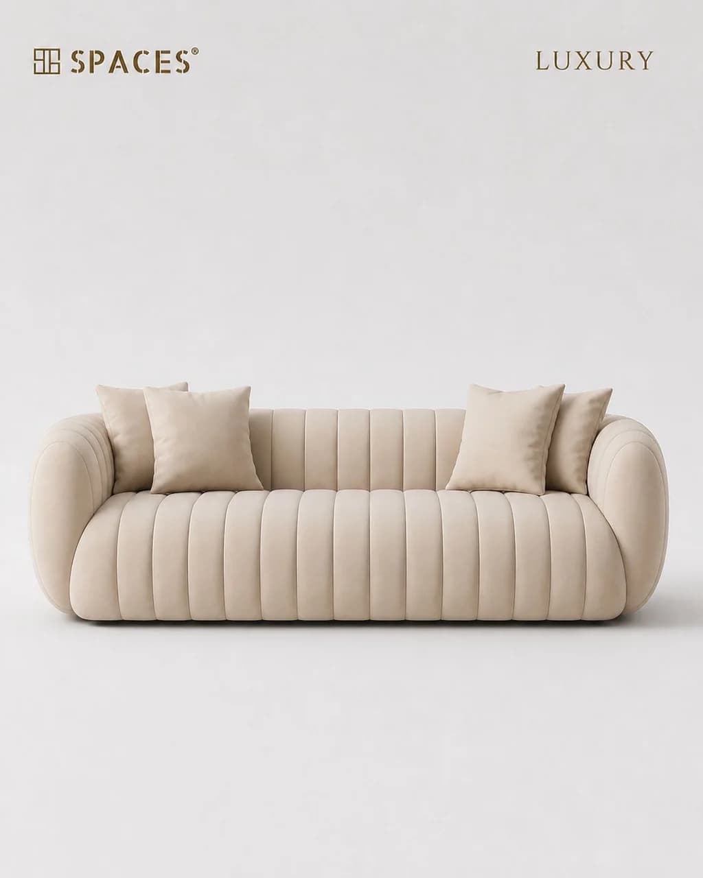 Ivory Three-Seater Luxury Sofa