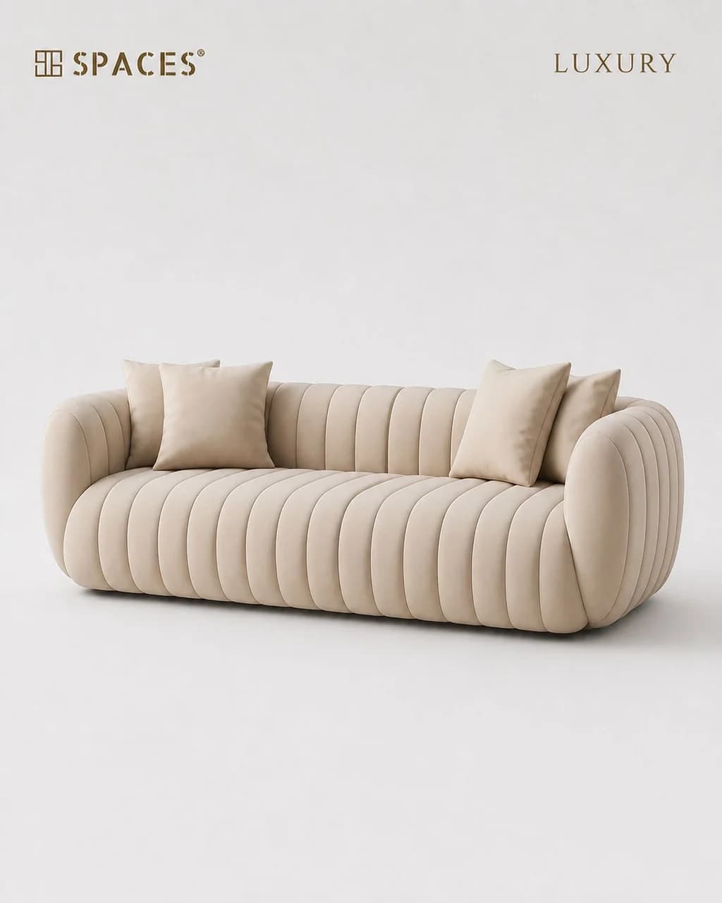 Ivory Three-Seater Luxury Sofa