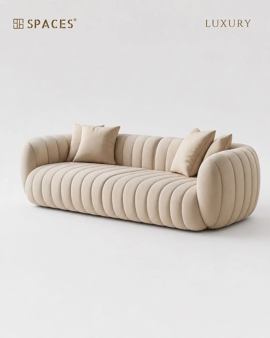 Ivory Three-Seater Luxury Sofa