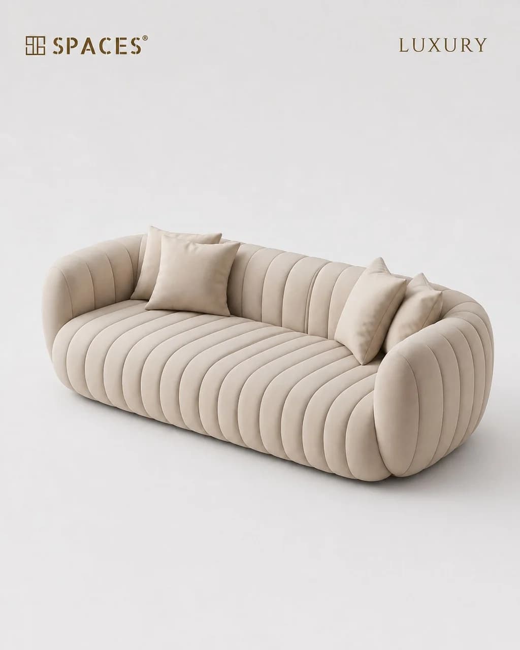 Ivory Three-Seater Luxury Sofa