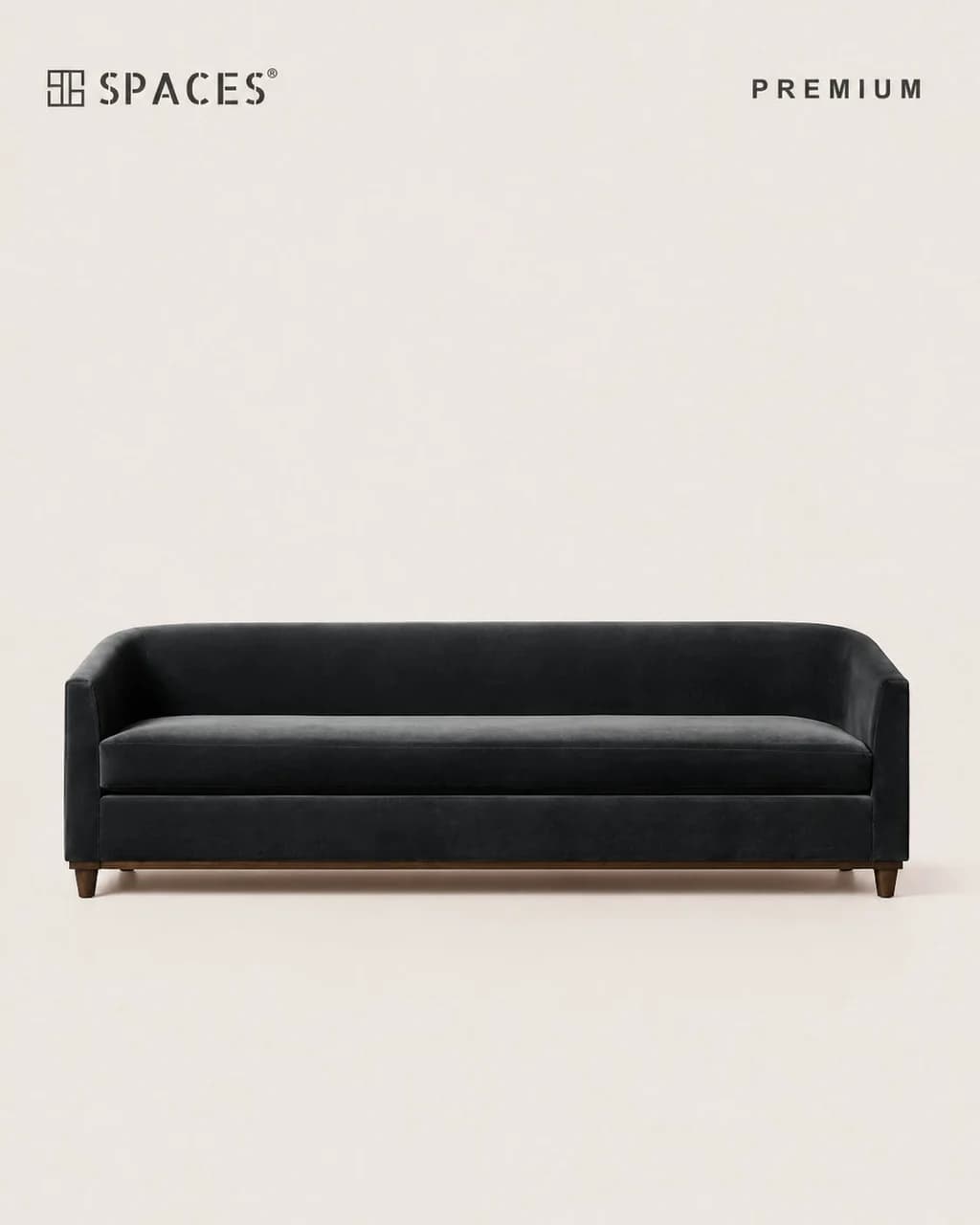 Black Velvet Three-Seater Premium Sofa