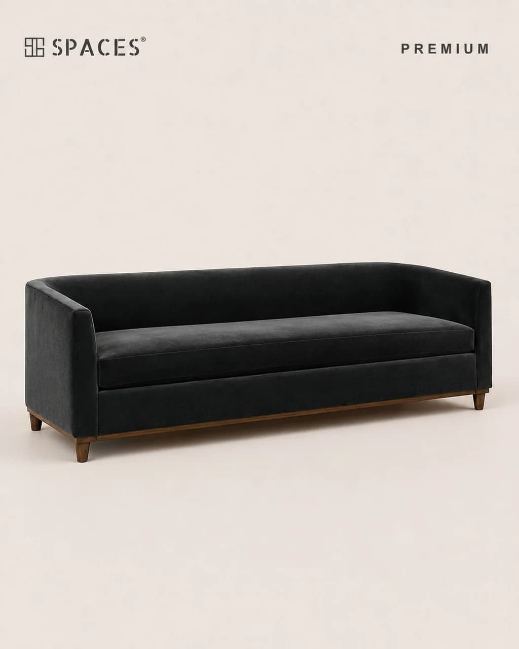 Black Velvet Three-Seater Premium Sofa