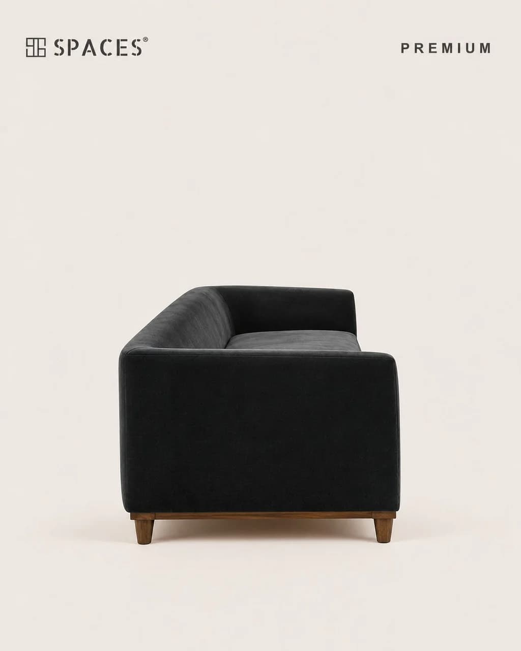 Black Velvet Three-Seater Premium Sofa