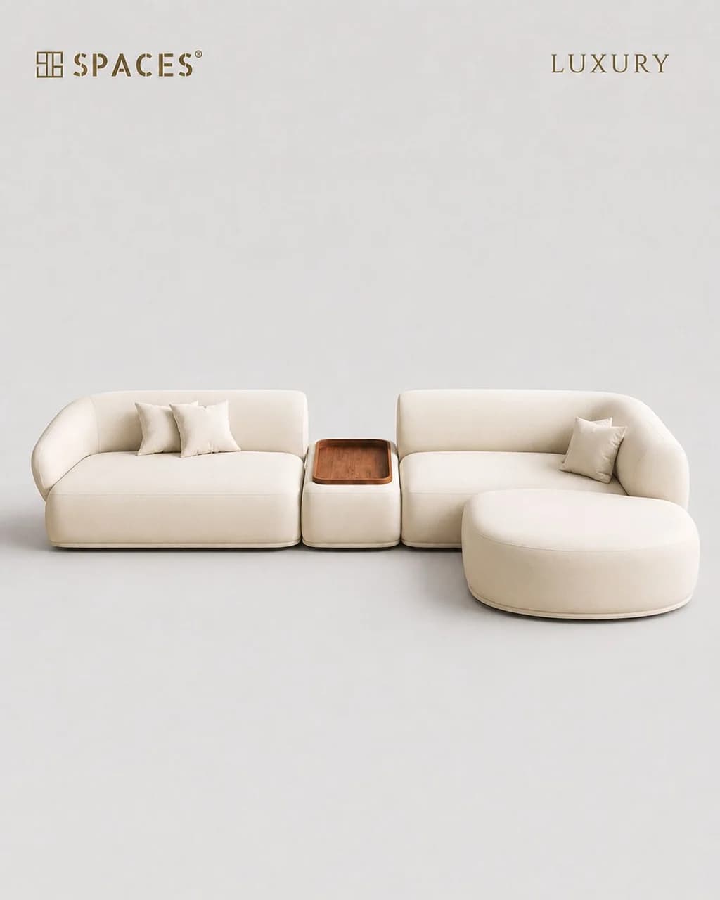 Ivory Modular Luxury Sofa with Divan and Center Table