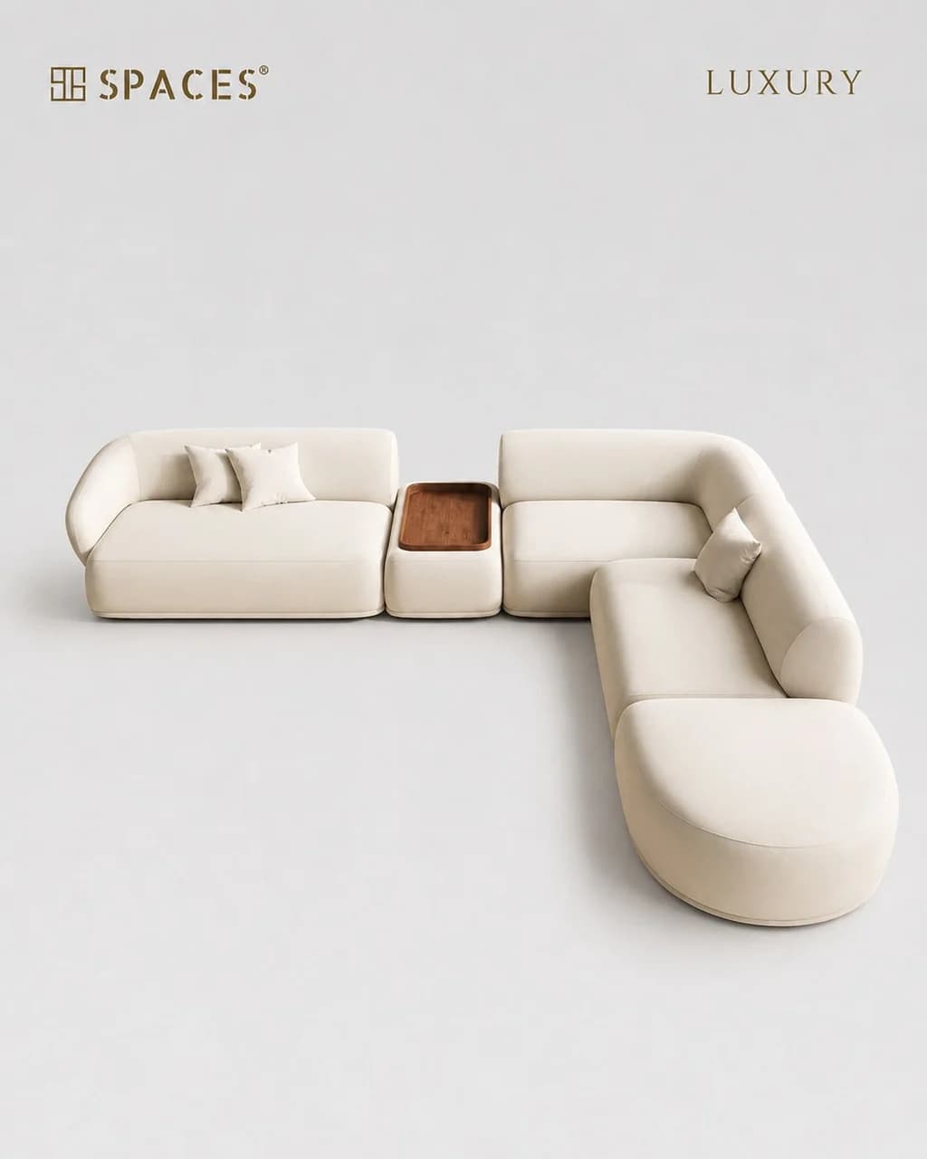 Ivory Modular Luxury Sofa with Divan and Center Table