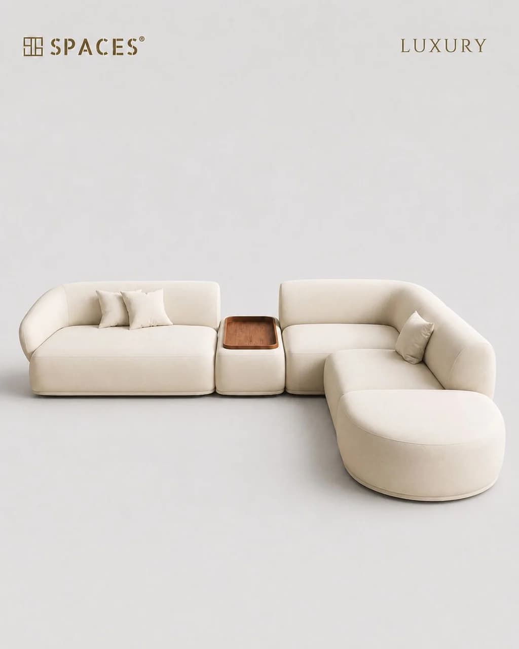 Ivory Modular Luxury Sofa with Divan and Center Table