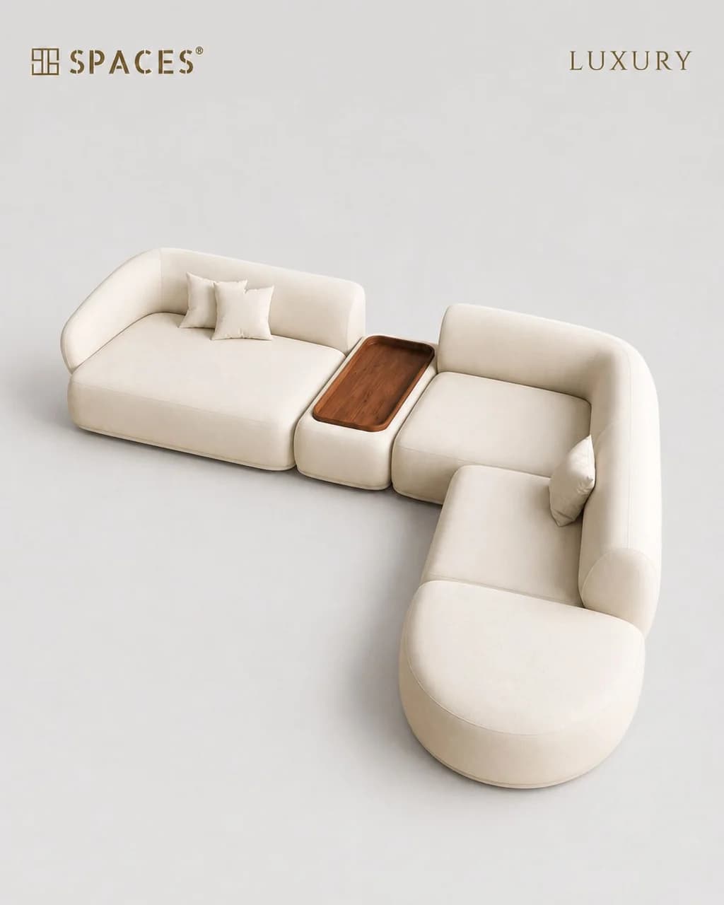 Ivory Modular Luxury Sofa with Divan and Center Table