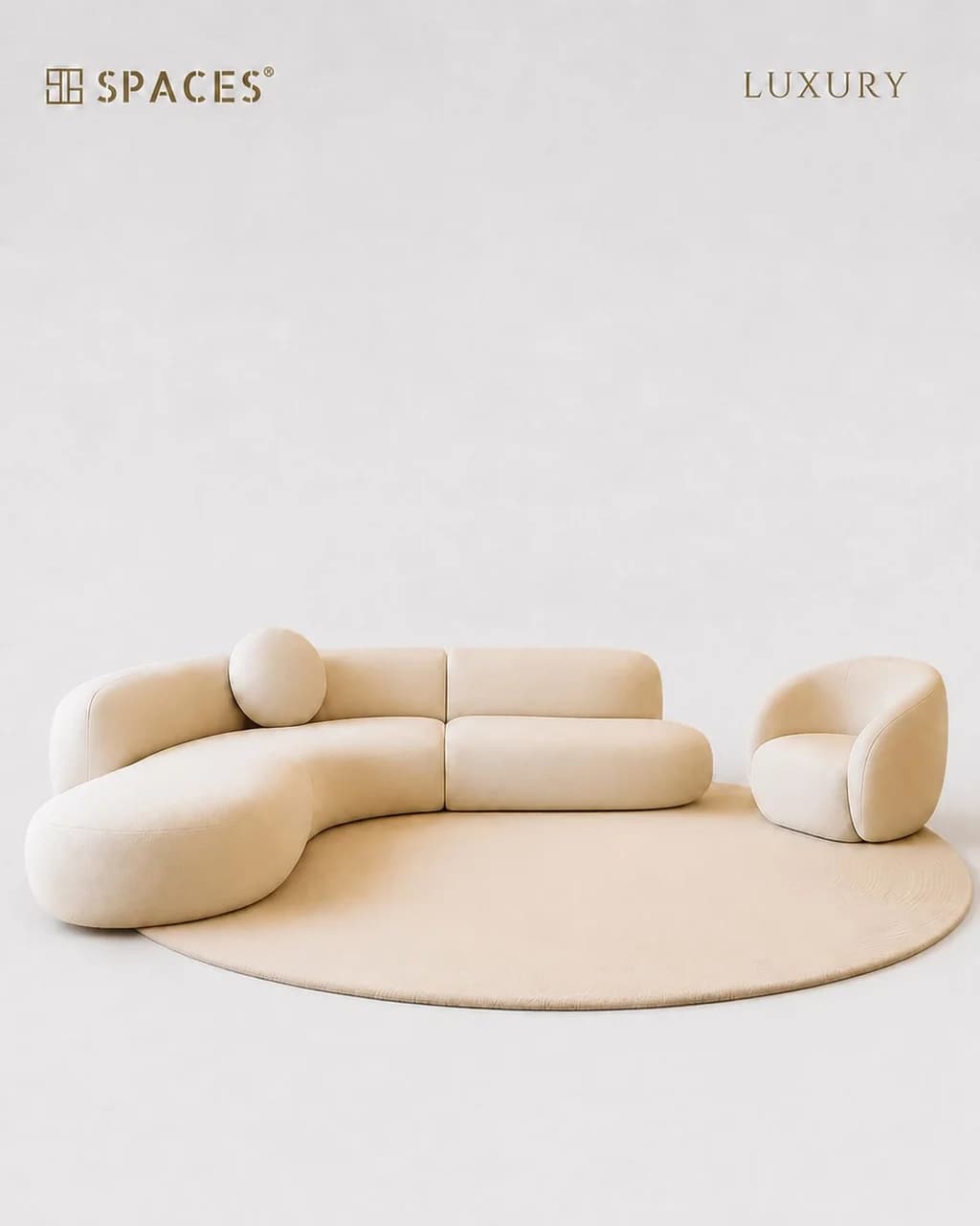 Ivory Luxury Sofa with Accent Chair