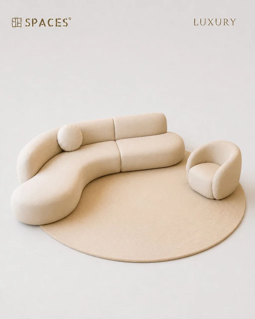 Ivory Luxury Sofa with Accent Chair