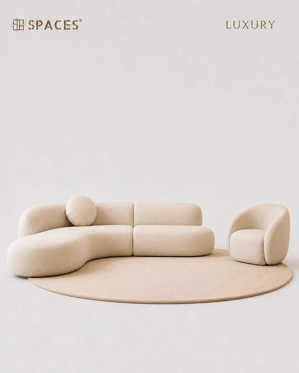 Ivory Luxury Sofa with Accent Chair
