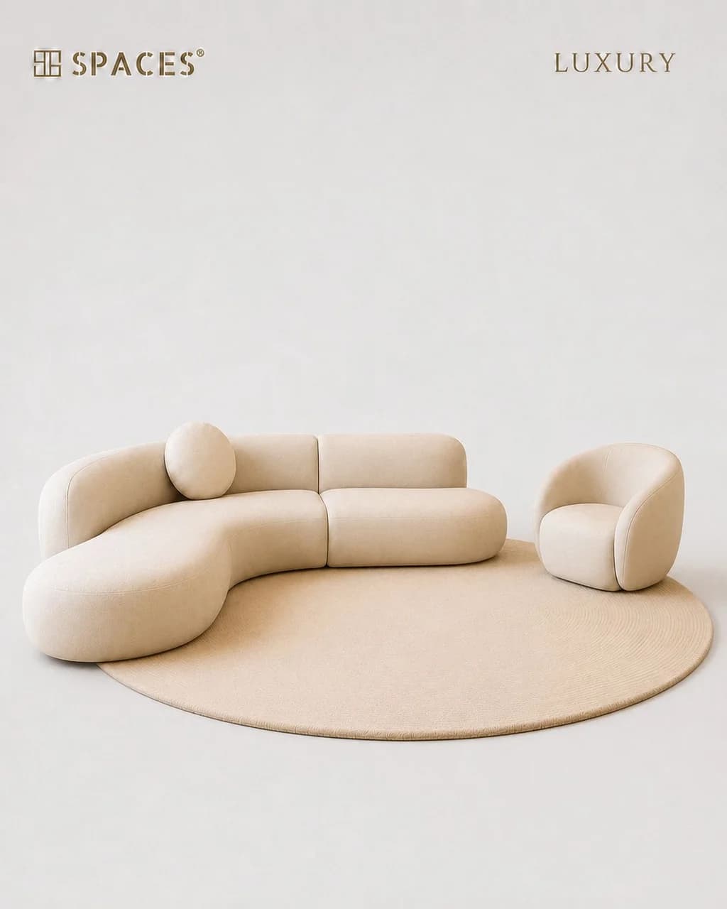 Ivory Luxury Sofa with Accent Chair