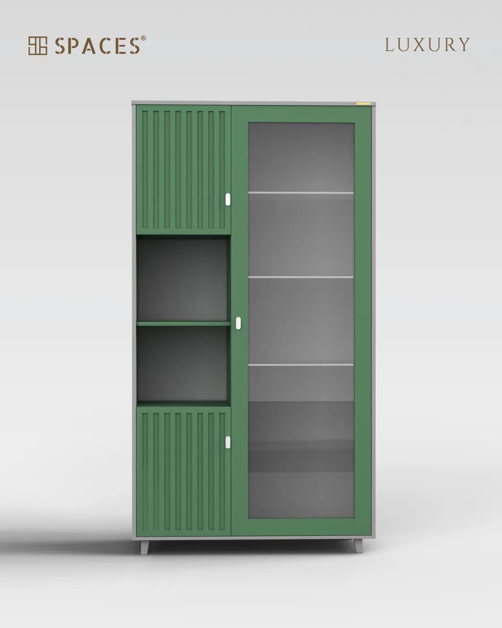 Olive Multi-Purpose Premium Cabinet with Soft Grey Accent