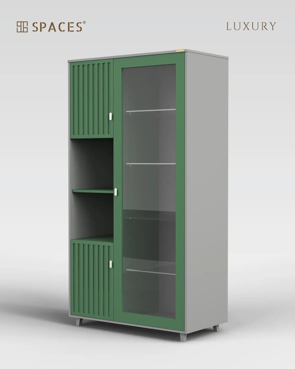 Olive Multi-Purpose Premium Cabinet with Soft Grey Accent