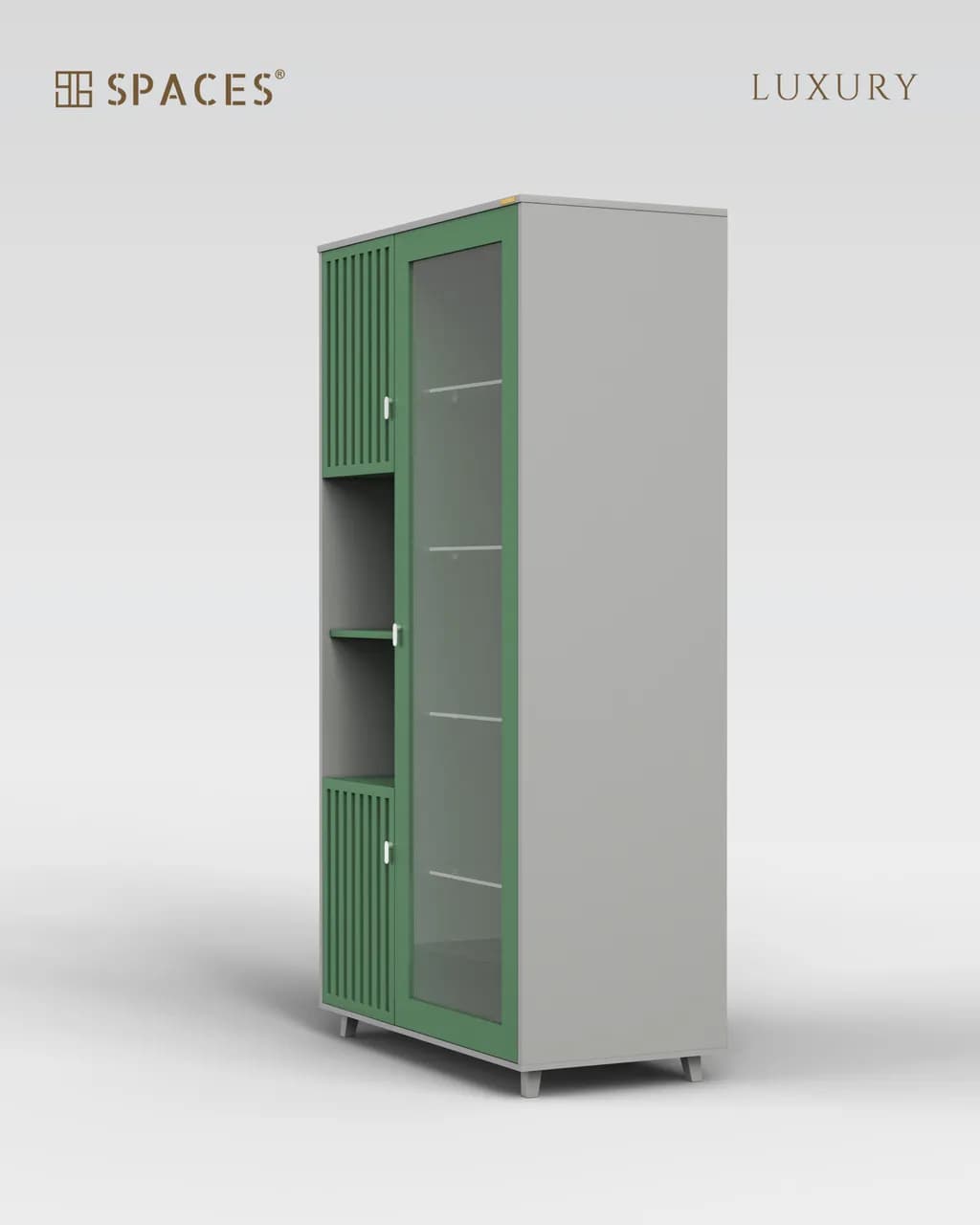 Olive Multi-Purpose Premium Cabinet with Soft Grey Accent