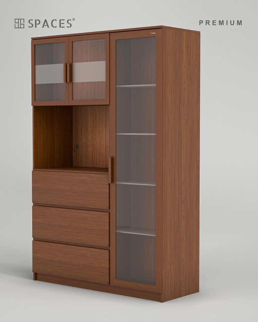 Lumen Luxury Multi-Purpose Cabinet with Wooden Accent