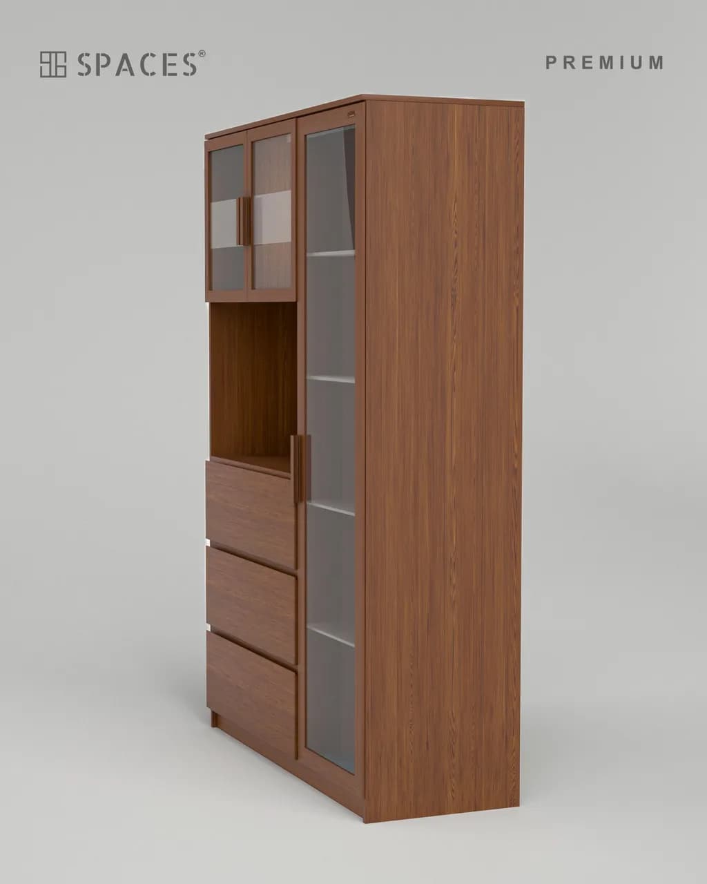 Lumen Luxury Multi-Purpose Cabinet with Wooden Accent