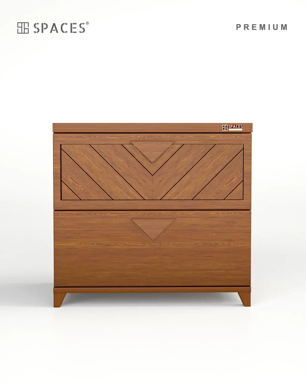 Walnut Wood Chevron Drawer Premium Bedside Table