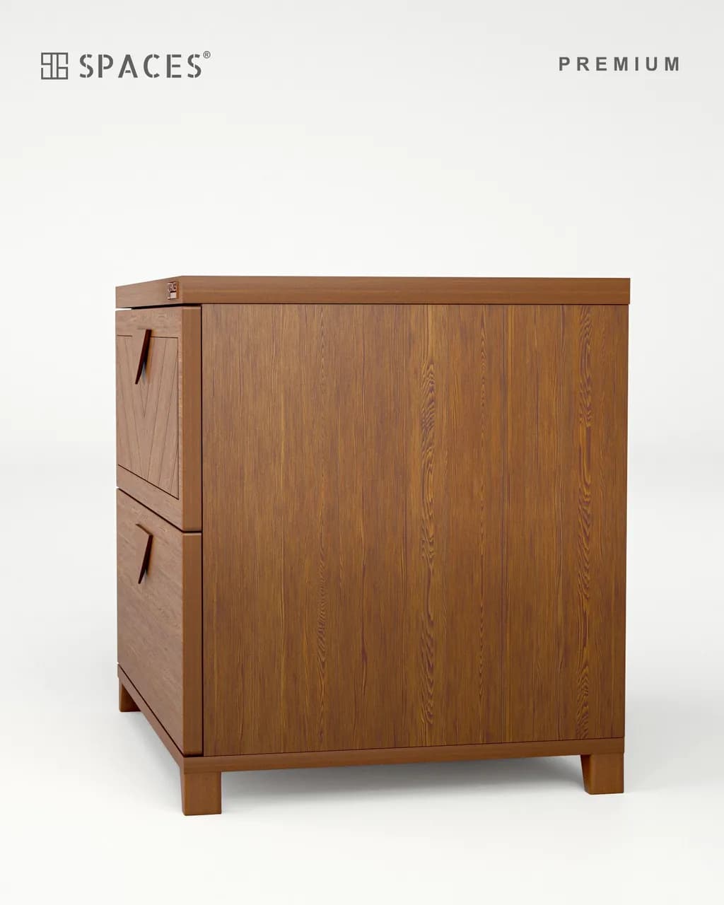 Walnut Wood Chevron Drawer Premium Bedside Table