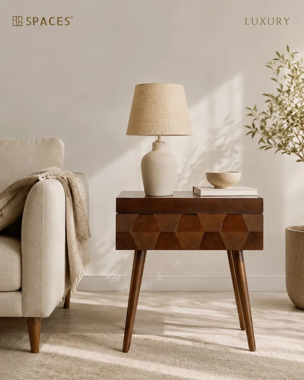 Walnut Premium Bedside Table