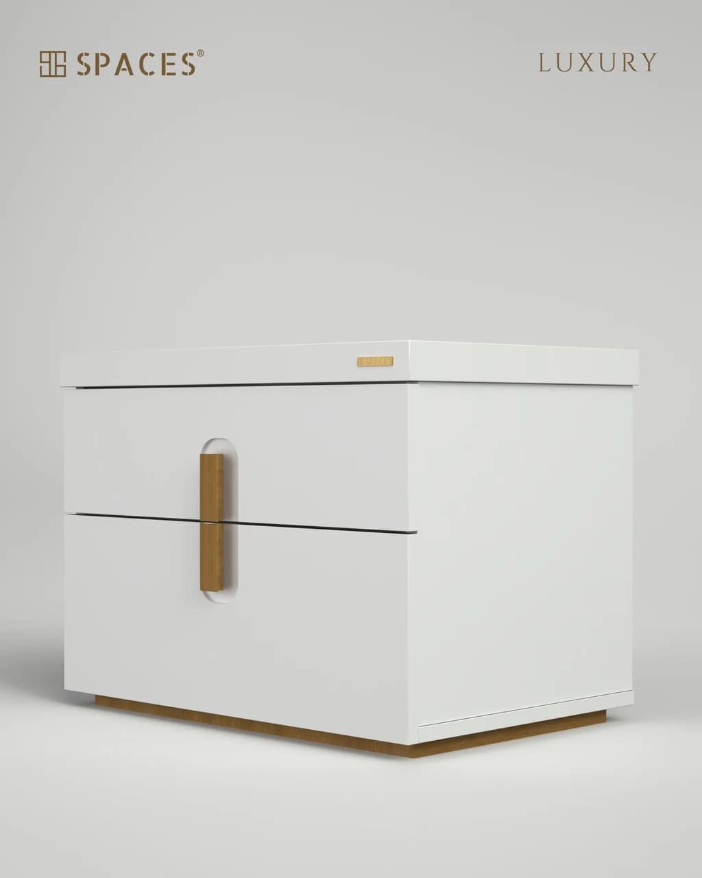 Lumen Luxury Bedside Table with Wooden Accent