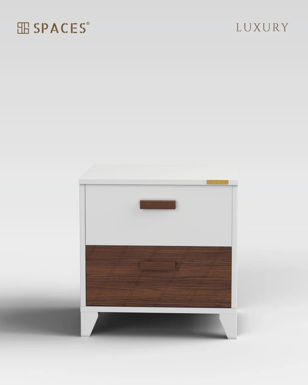 Lumen Luxury Bedside Table with Wooden Accent
