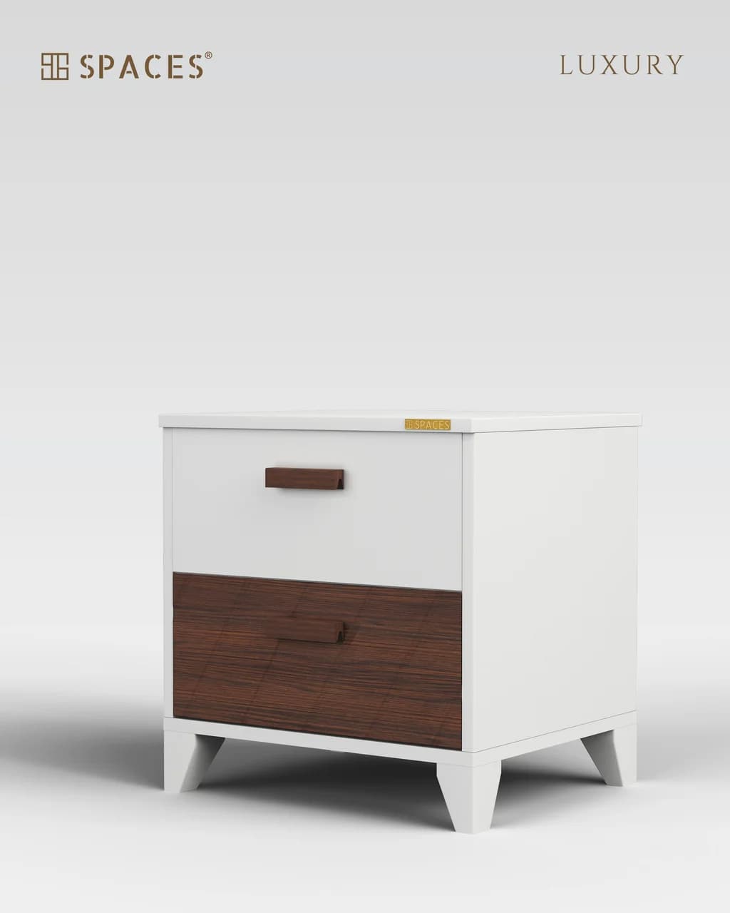 Lumen Luxury Bedside Table with Wooden Accent