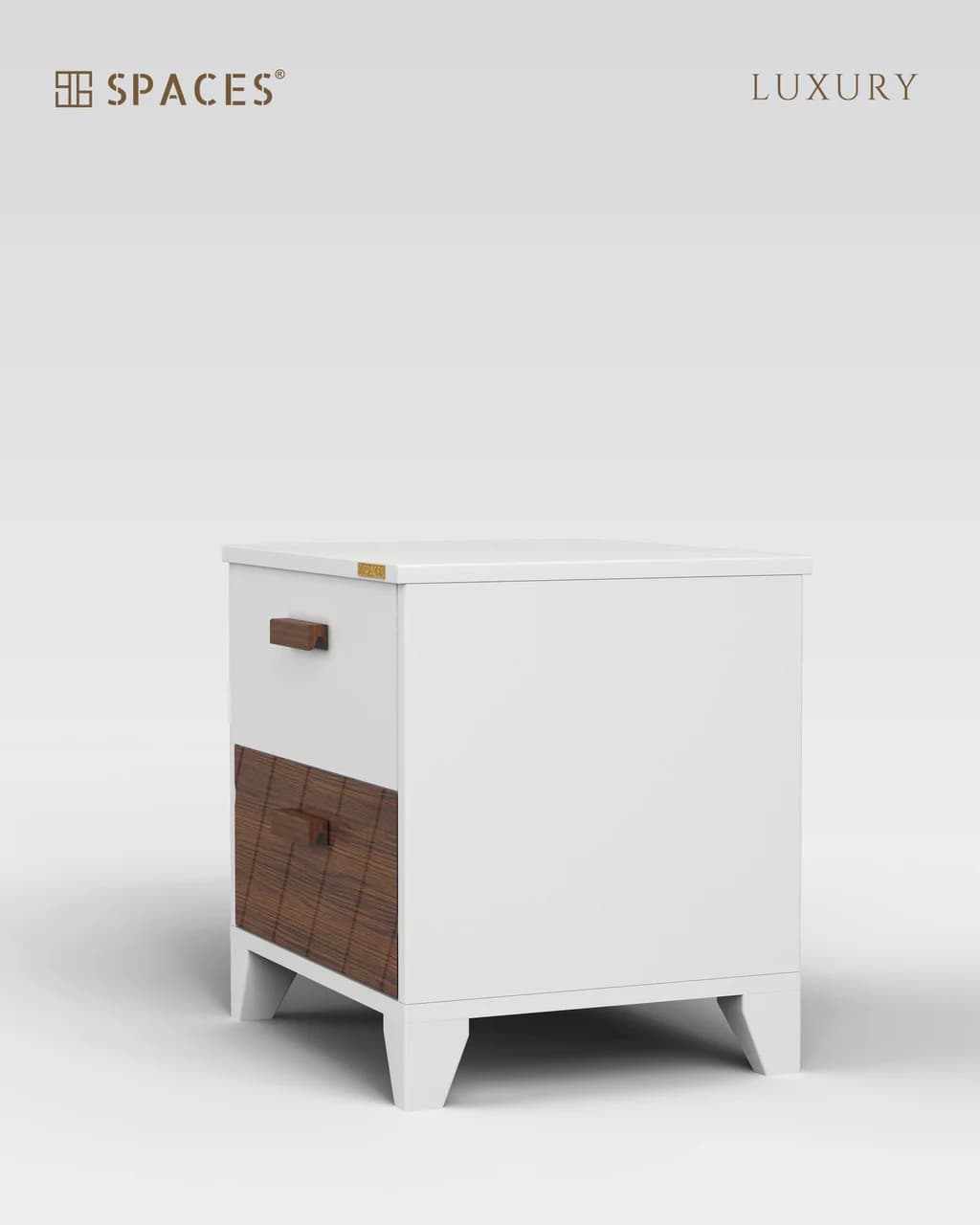Lumen Luxury Bedside Table with Wooden Accent