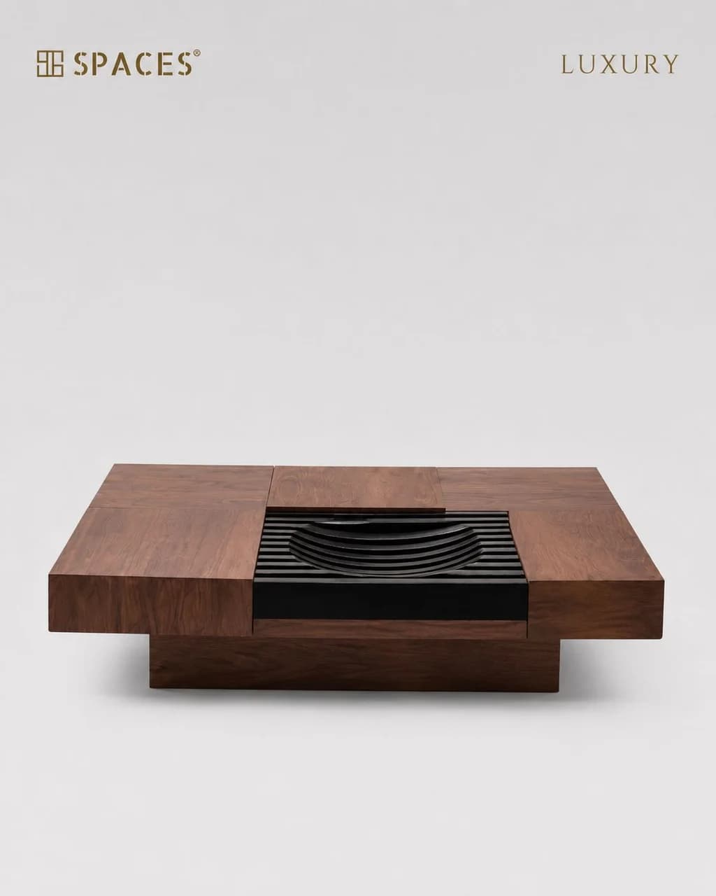 Dark Walnut Luxury Coffee Table with Marble Top