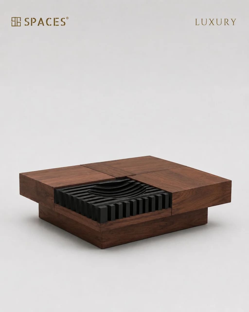 Dark Walnut Luxury Coffee Table with Marble Top