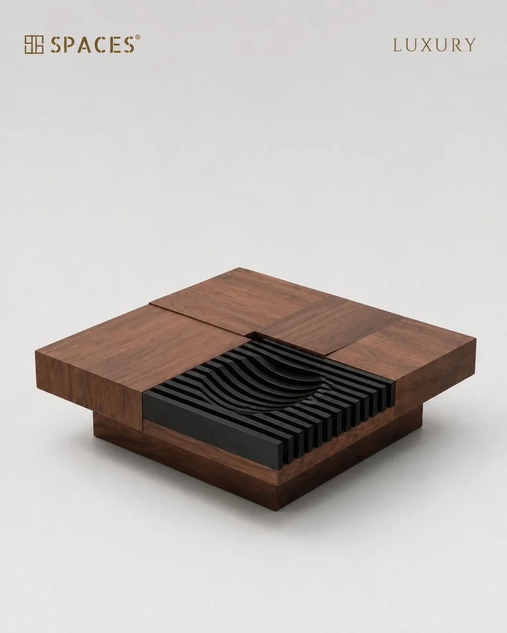 Dark Walnut Luxury Coffee Table with Marble Top